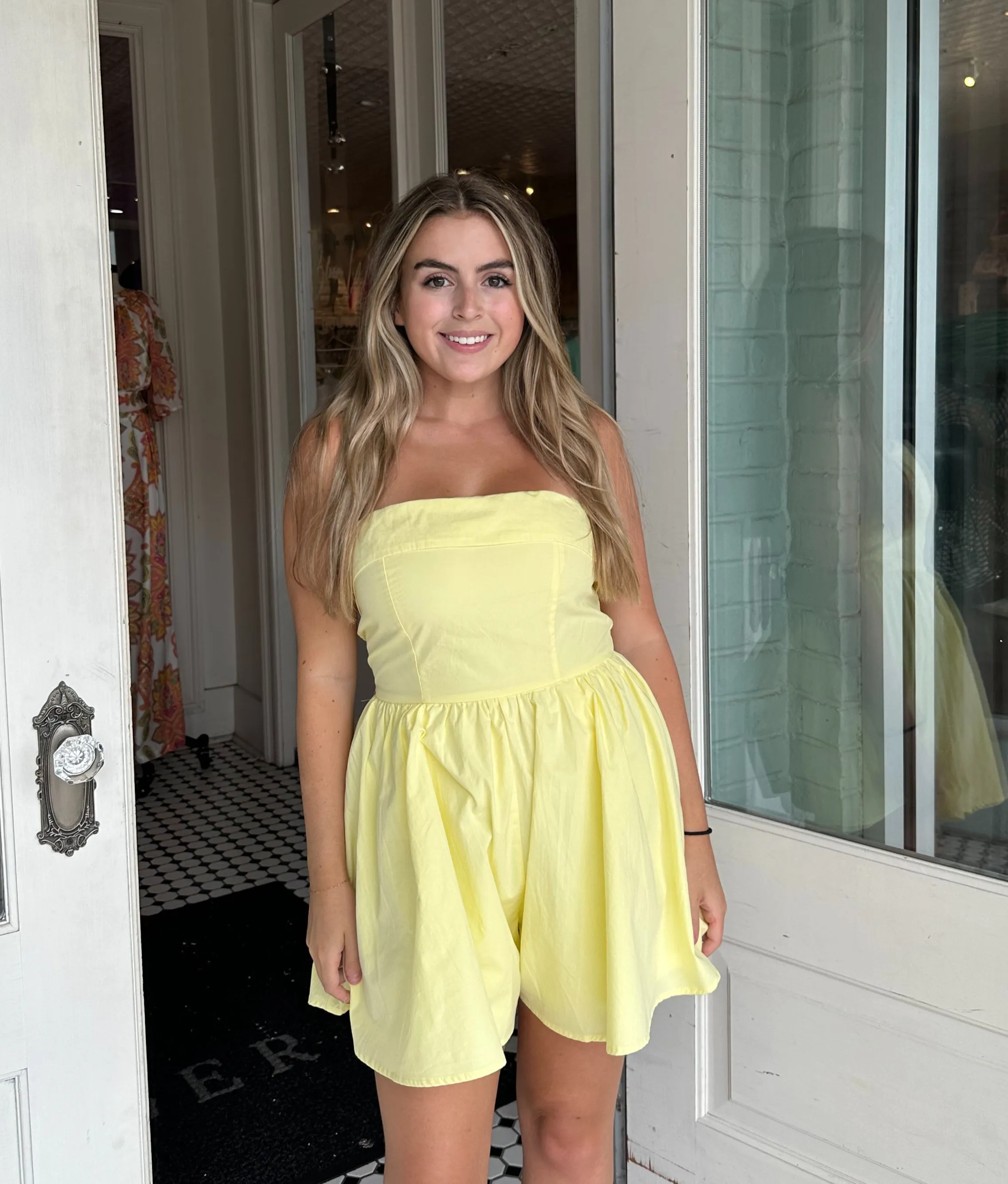 Amelia Smocked Back Tube Top Romper