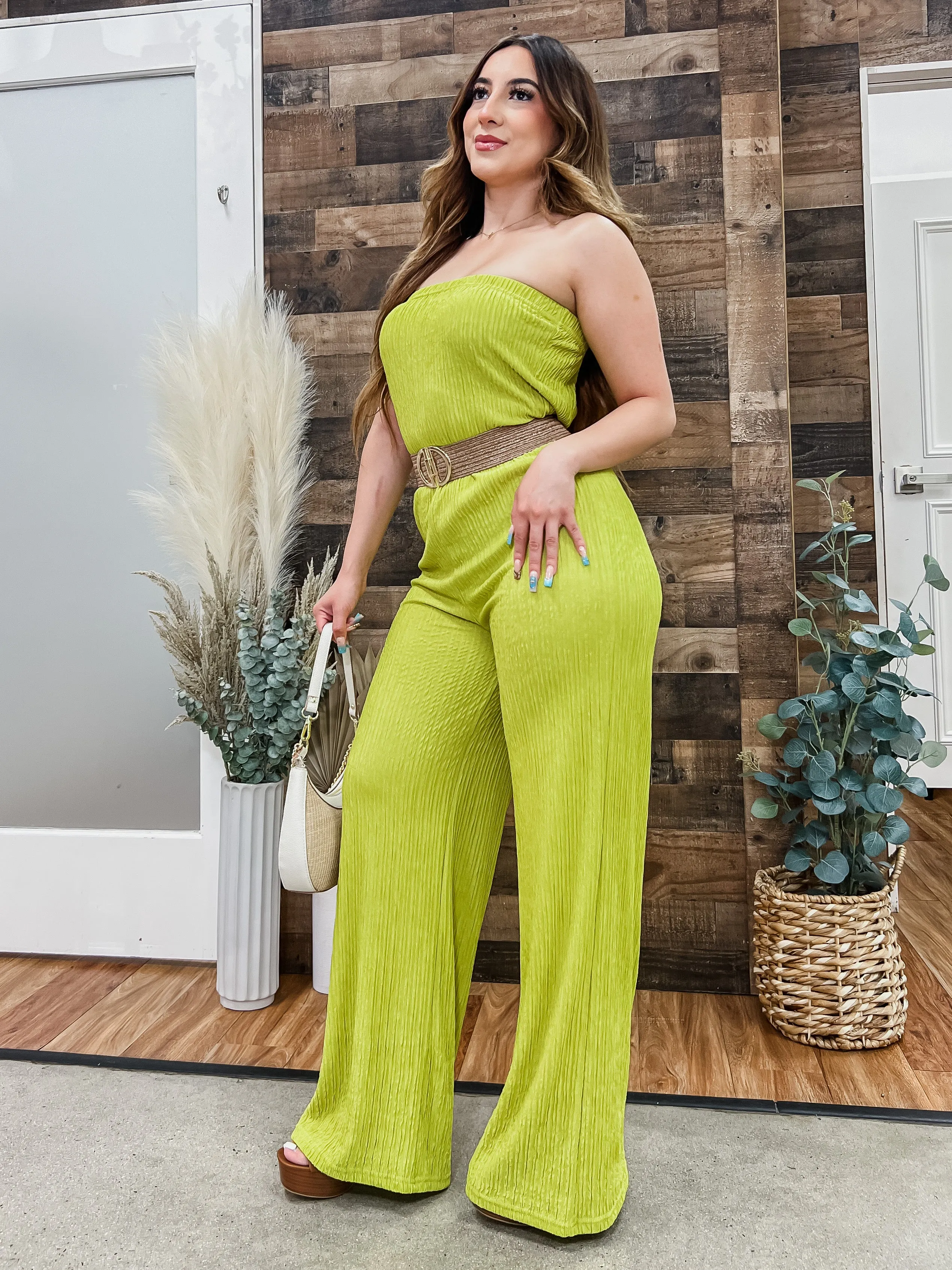 Bali Stretch Crinkle Jumpsuit with Belt