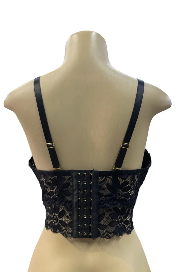 Caged Lace Long Line Bra