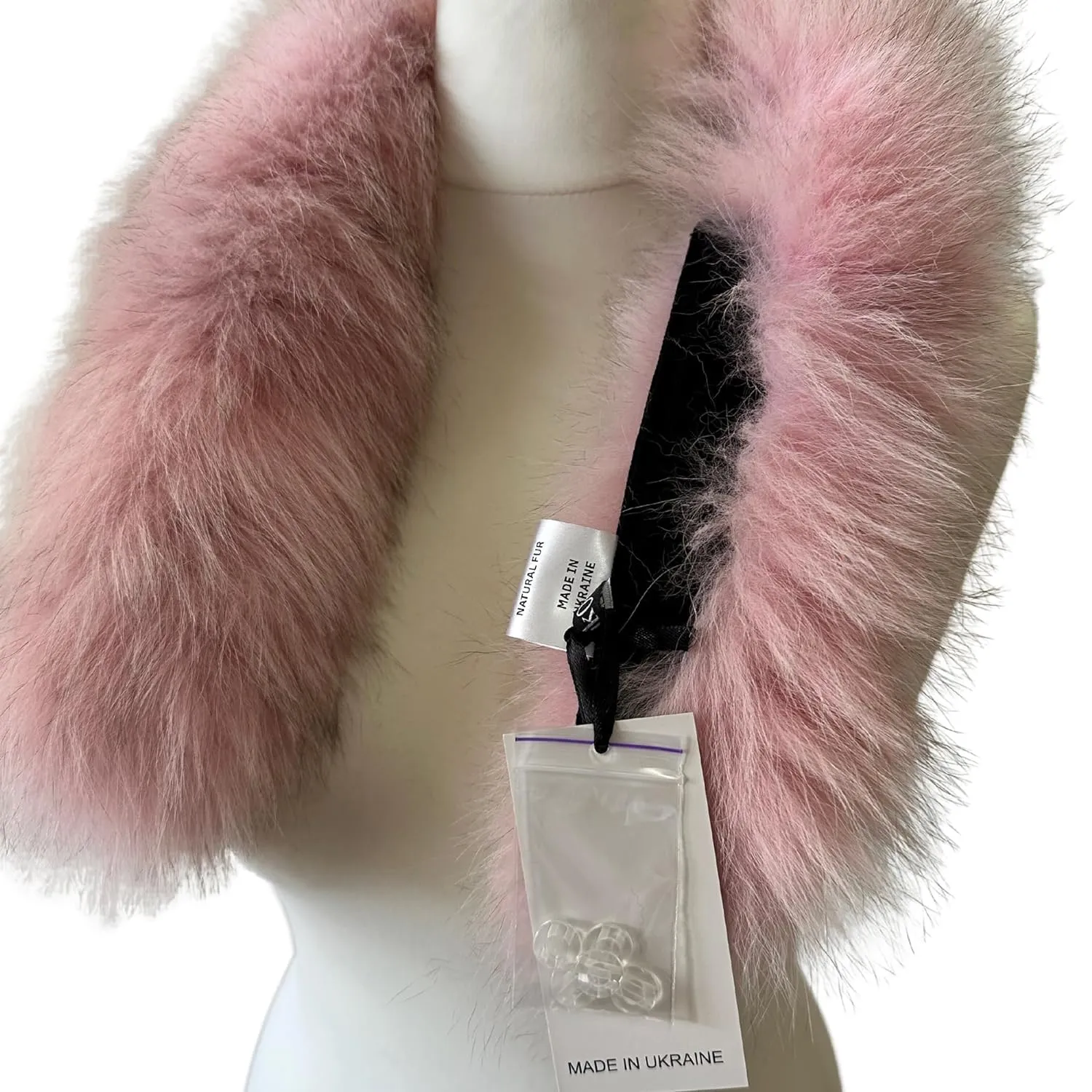 Cute Pink Trim Collar Fur fox for winter coat parka hood 75 cm
