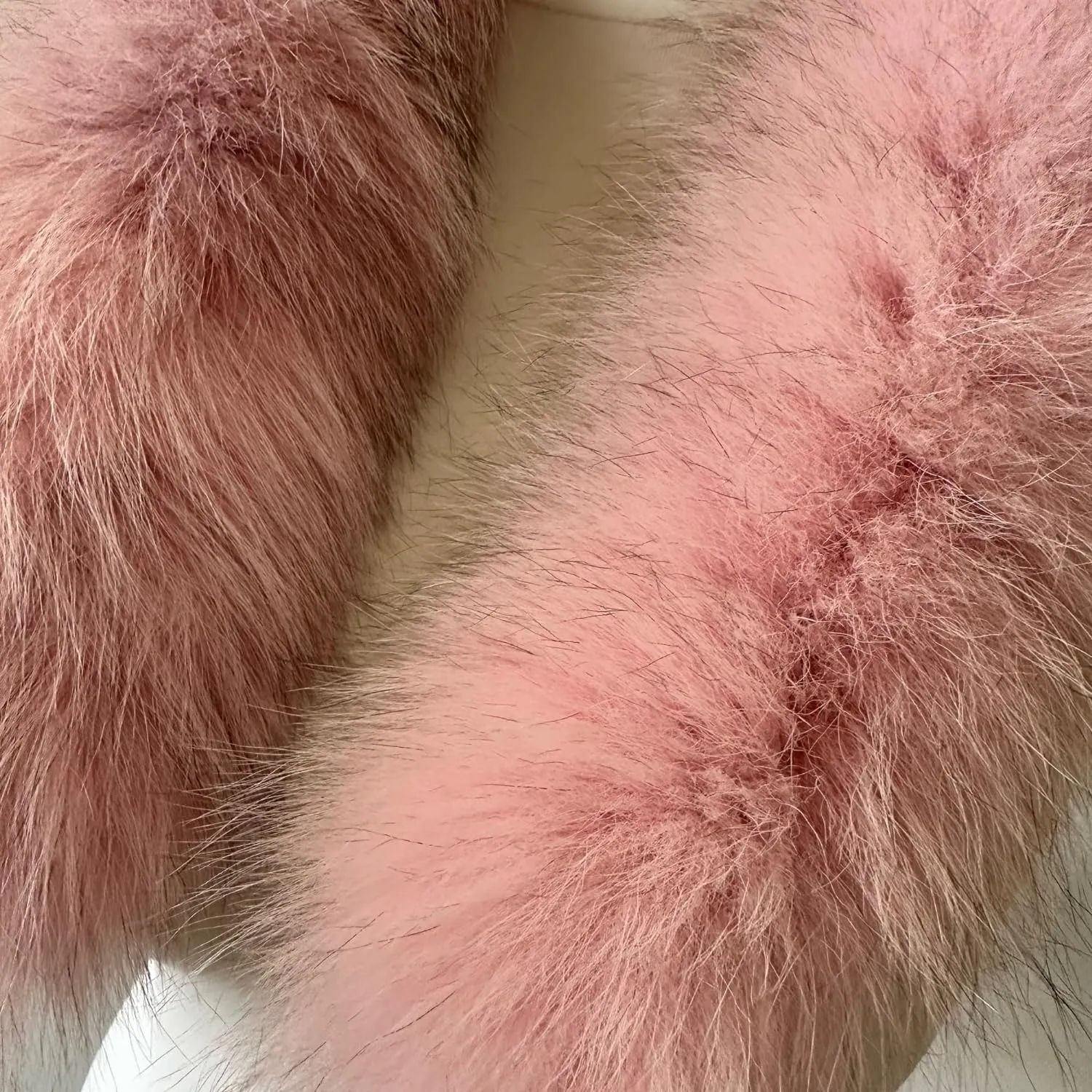 Cute Pink Trim Collar Fur fox for winter coat parka hood 75 cm