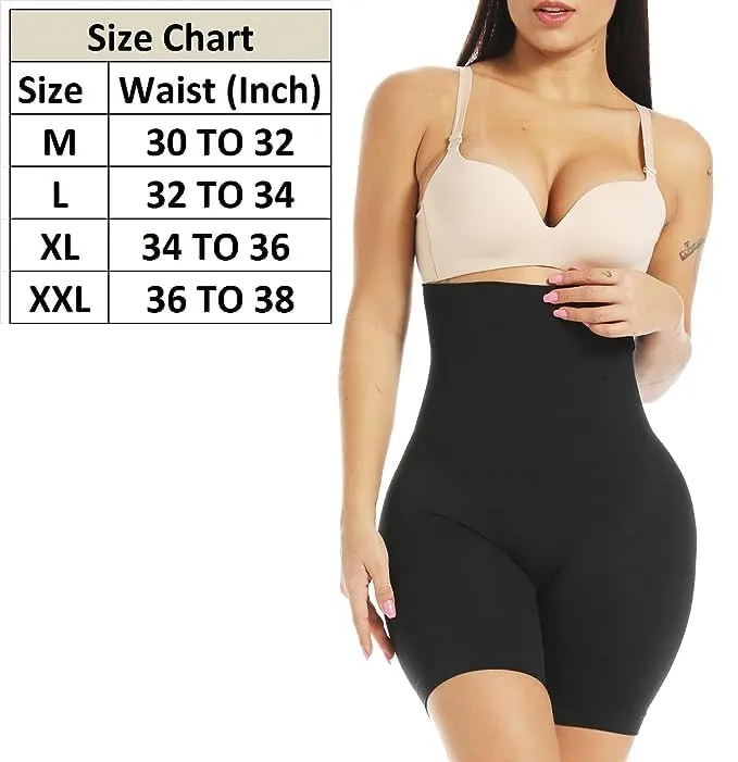 Denarmy Women High Waist Shapewear with Anti Rolling Silicone Strip Tummy Control Tucker Waist Slimming Panties Shapewear and Waist Shapewear (M Waist Size: 34 Inch) Black