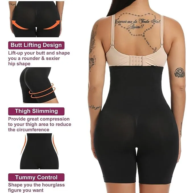 Denarmy Women High Waist Shapewear with Anti Rolling Silicone Strip Tummy Control Tucker Waist Slimming Panties Shapewear and Waist Shapewear (M Waist Size: 34 Inch) Black
