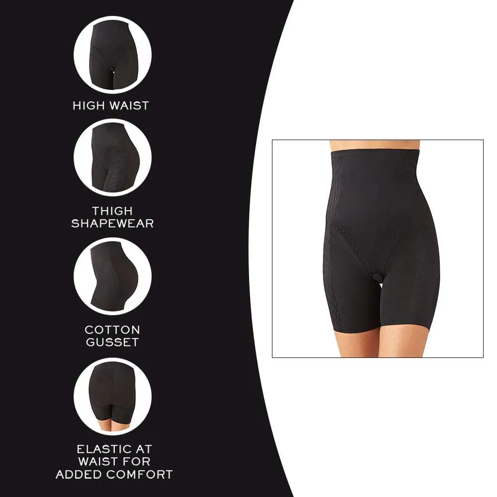 Elevated Allure High Waist Tummy Tucker Thigh Shaper Shapewear - Black