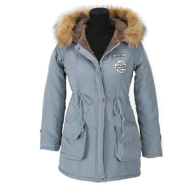 Faux Fur Hooded Winter Cotton Coats