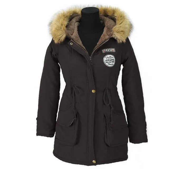 Faux Fur Hooded Winter Cotton Coats