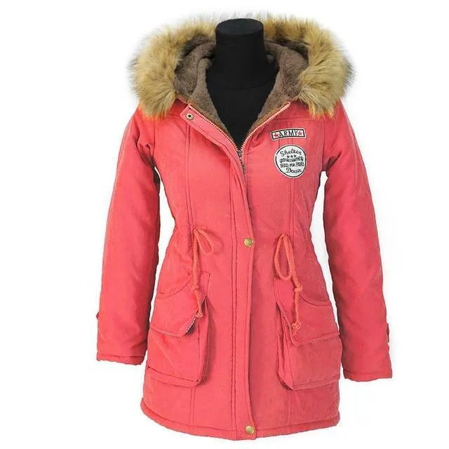 Faux Fur Hooded Winter Cotton Coats