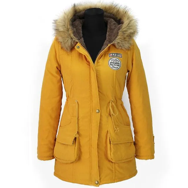 Faux Fur Hooded Winter Cotton Coats