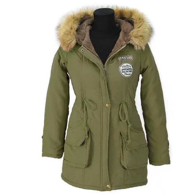 Faux Fur Hooded Winter Cotton Coats