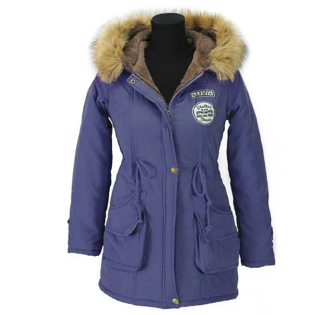 Faux Fur Hooded Winter Cotton Coats