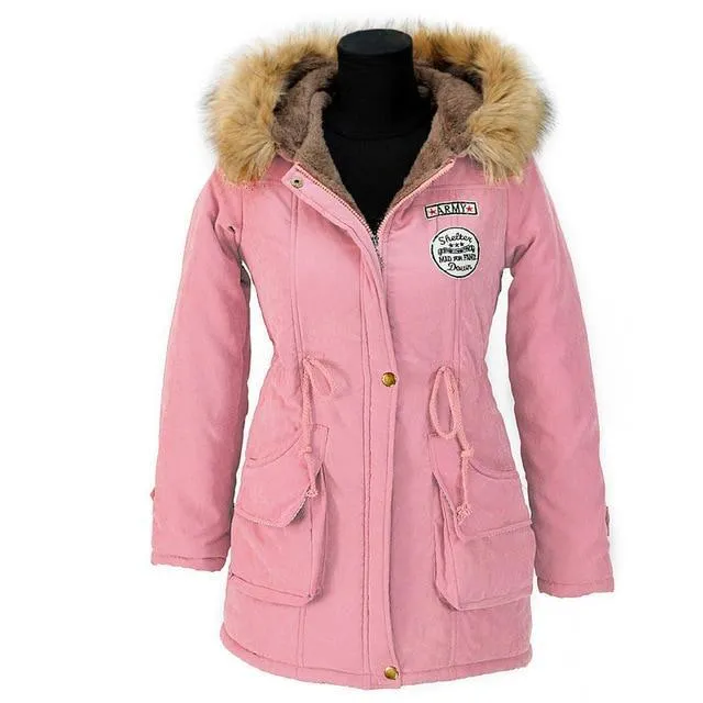 Faux Fur Hooded Winter Cotton Coats