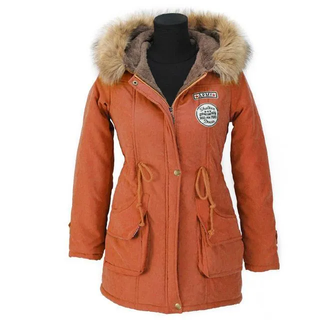 Faux Fur Hooded Winter Cotton Coats
