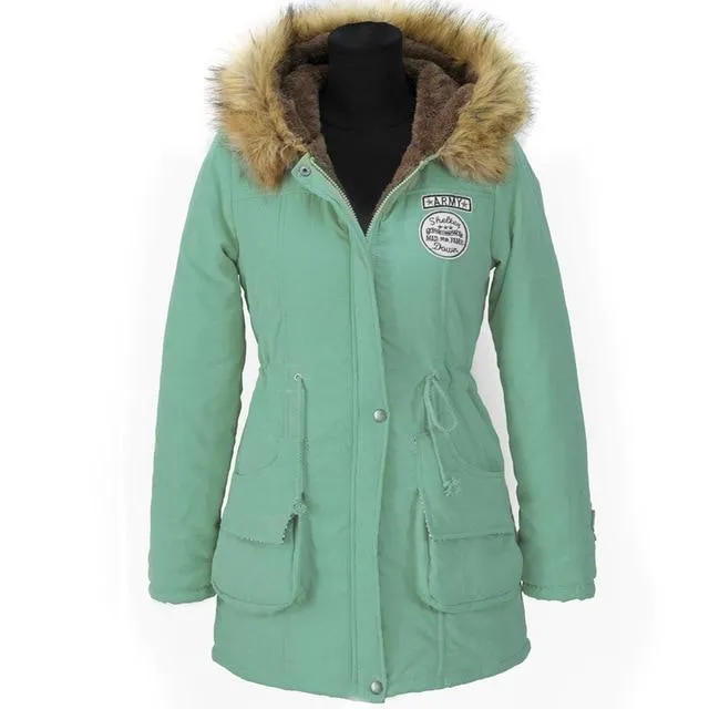 Faux Fur Hooded Winter Cotton Coats