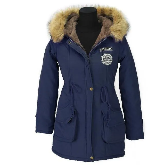Faux Fur Hooded Winter Cotton Coats