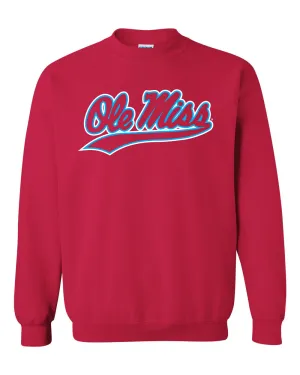 Gildan Red Ole Miss Sweatshirt with Swoosh Design