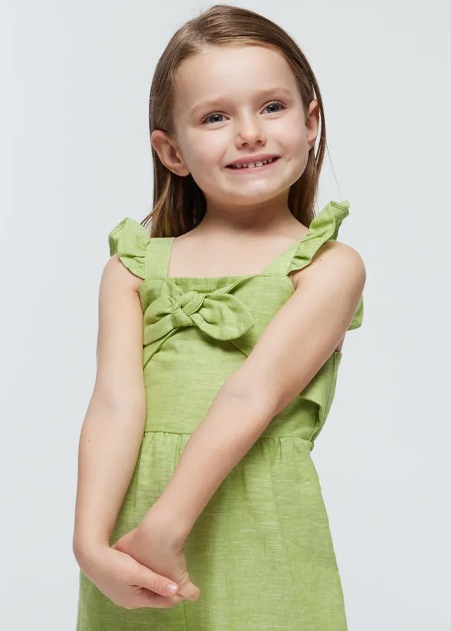 Girls Linen Jumpsuit - Apple