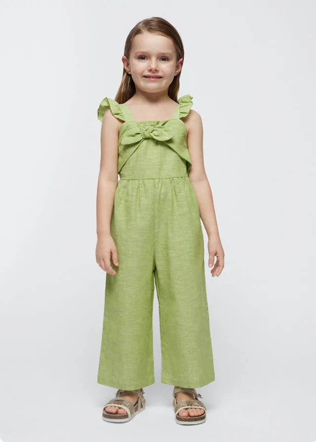 Girls Linen Jumpsuit - Apple