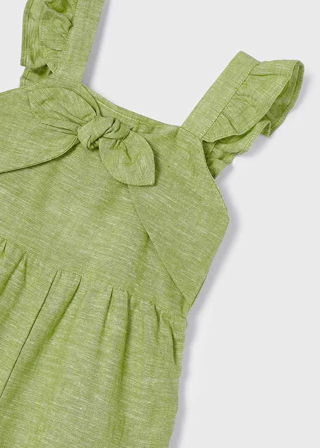 Girls Linen Jumpsuit - Apple