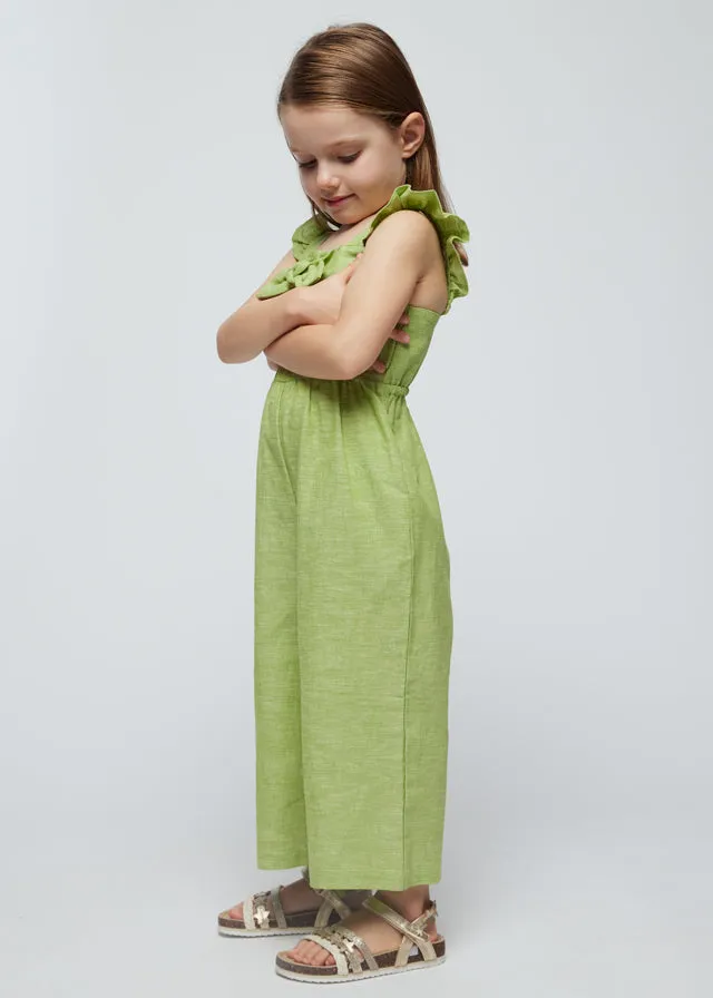 Girls Linen Jumpsuit - Apple