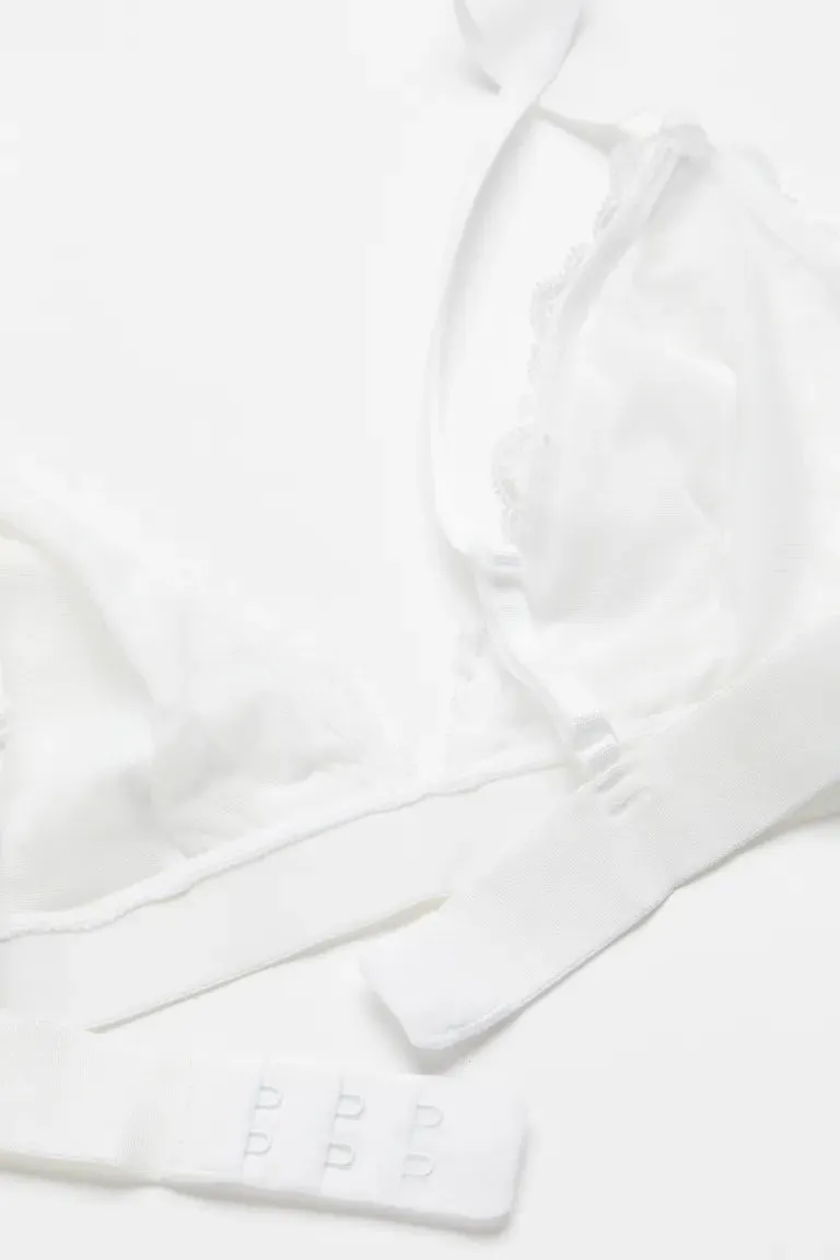 H&M lace soft cup bra, white
