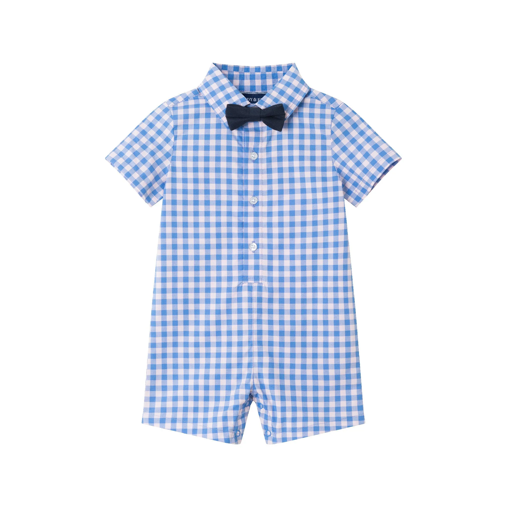 Infant (3-24M) Shirtall & Bowtie Set | Blue Gingham