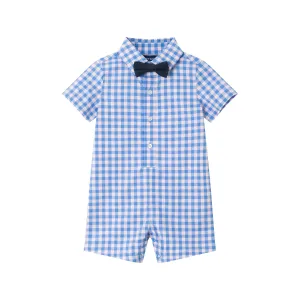 Infant (3-24M) Shirtall & Bowtie Set | Blue Gingham