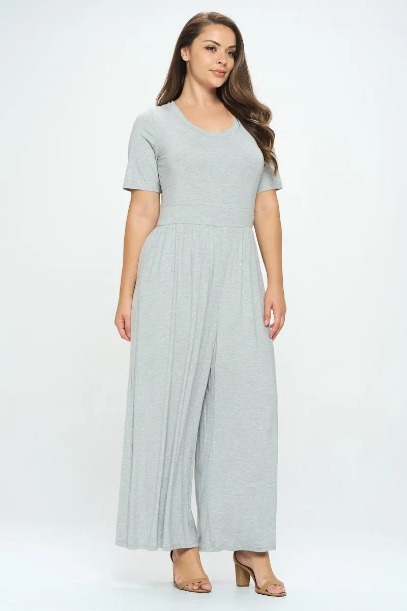 Jana Plus Size Short Sleeve Knit Jumpsuit