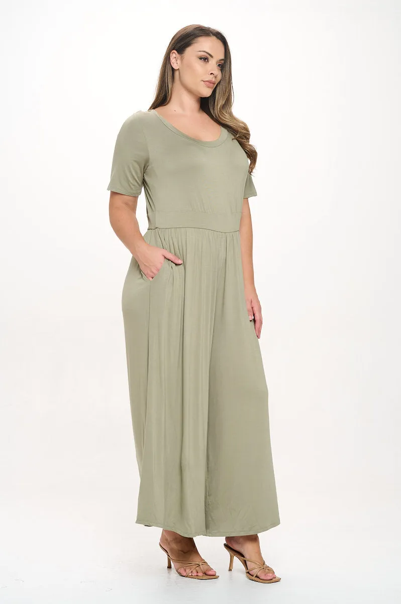 Jana Plus Size Short Sleeve Knit Jumpsuit