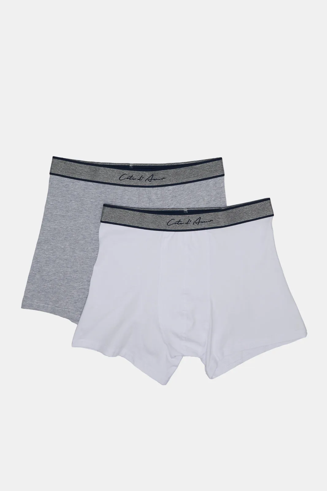Men Grey And White Boxers Brief Set (Pack of 2)