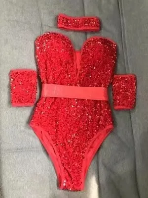 Sequins Bodysuit Bar Jazz Pole Dancing Costume For Female Rave Outfits Nightclub Dj Singer Dancer Stage Show Dancewear