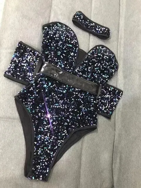 Sequins Bodysuit Bar Jazz Pole Dancing Costume For Female Rave Outfits Nightclub Dj Singer Dancer Stage Show Dancewear