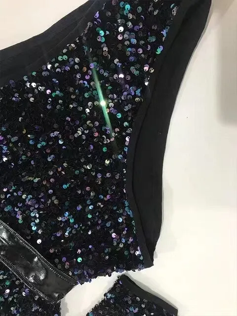 Sequins Bodysuit Bar Jazz Pole Dancing Costume For Female Rave Outfits Nightclub Dj Singer Dancer Stage Show Dancewear