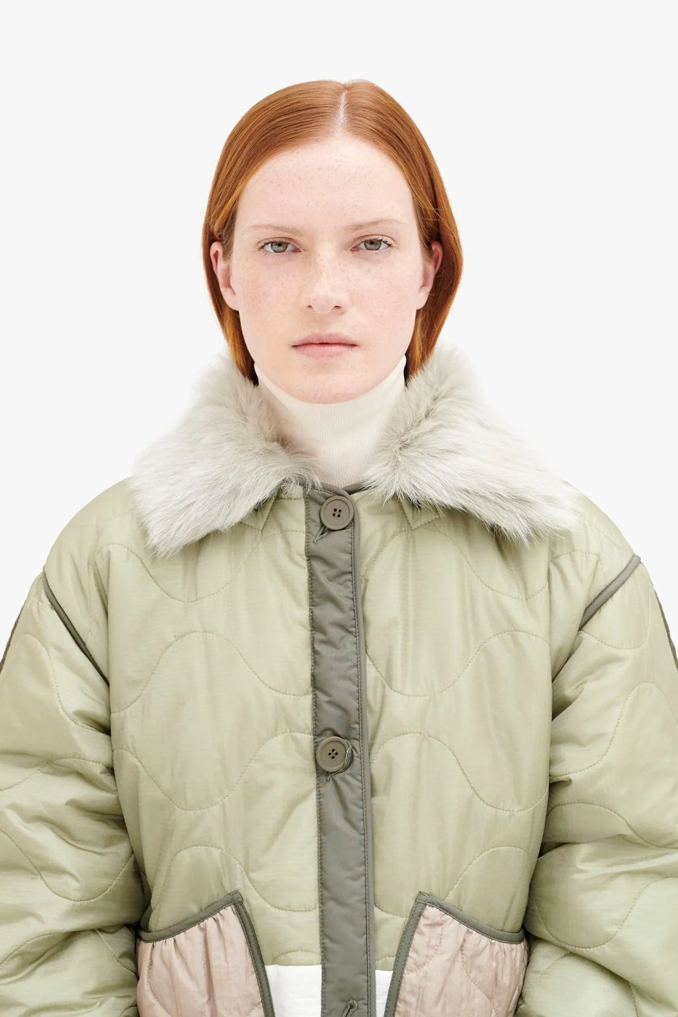 Shearling Collar - Pale Jade Long Hair