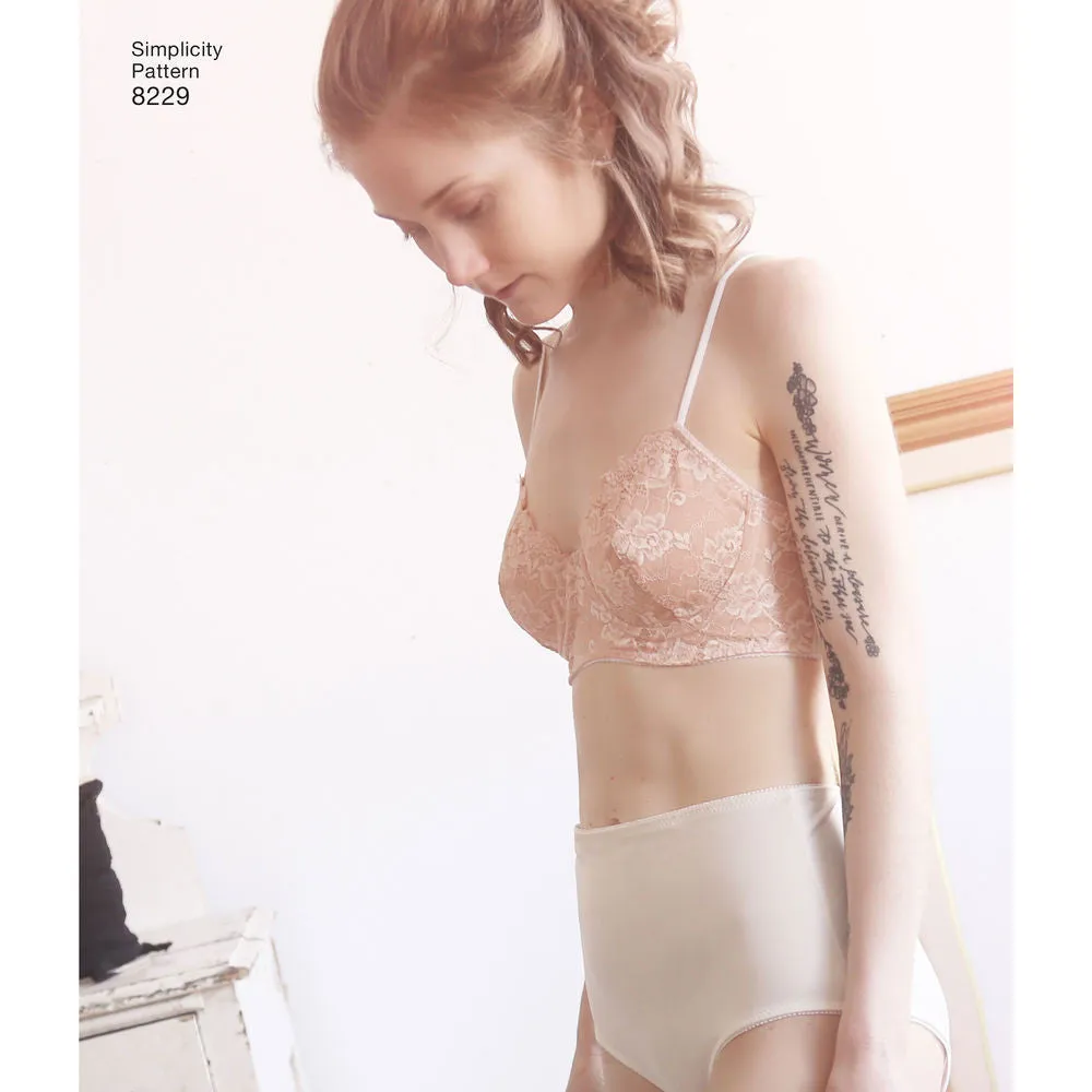 Simplicity Pattern S8229 Misses' Underwire Bras & Panties
