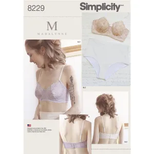 Simplicity Pattern S8229 Misses' Underwire Bras & Panties