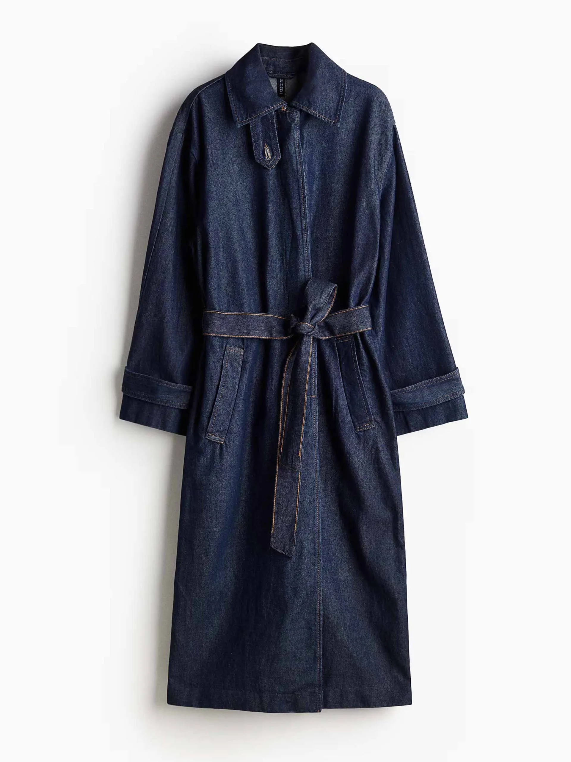 Single-breasted twill trench coat