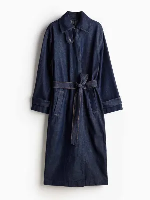 Single-breasted twill trench coat