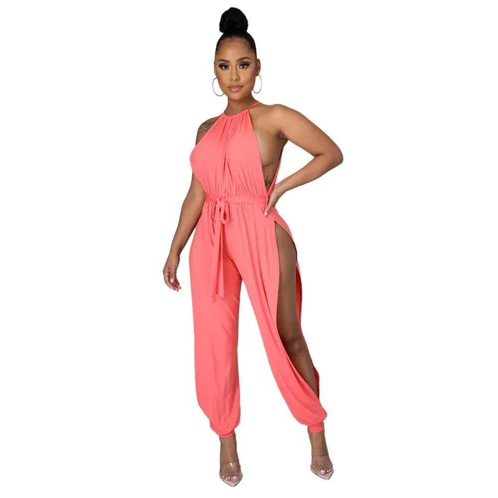 Summer Halter Woman Jumpsuit Sleeveless Female Romper Sleeveless Sexy Woman Jump Suit Overalls for Women
