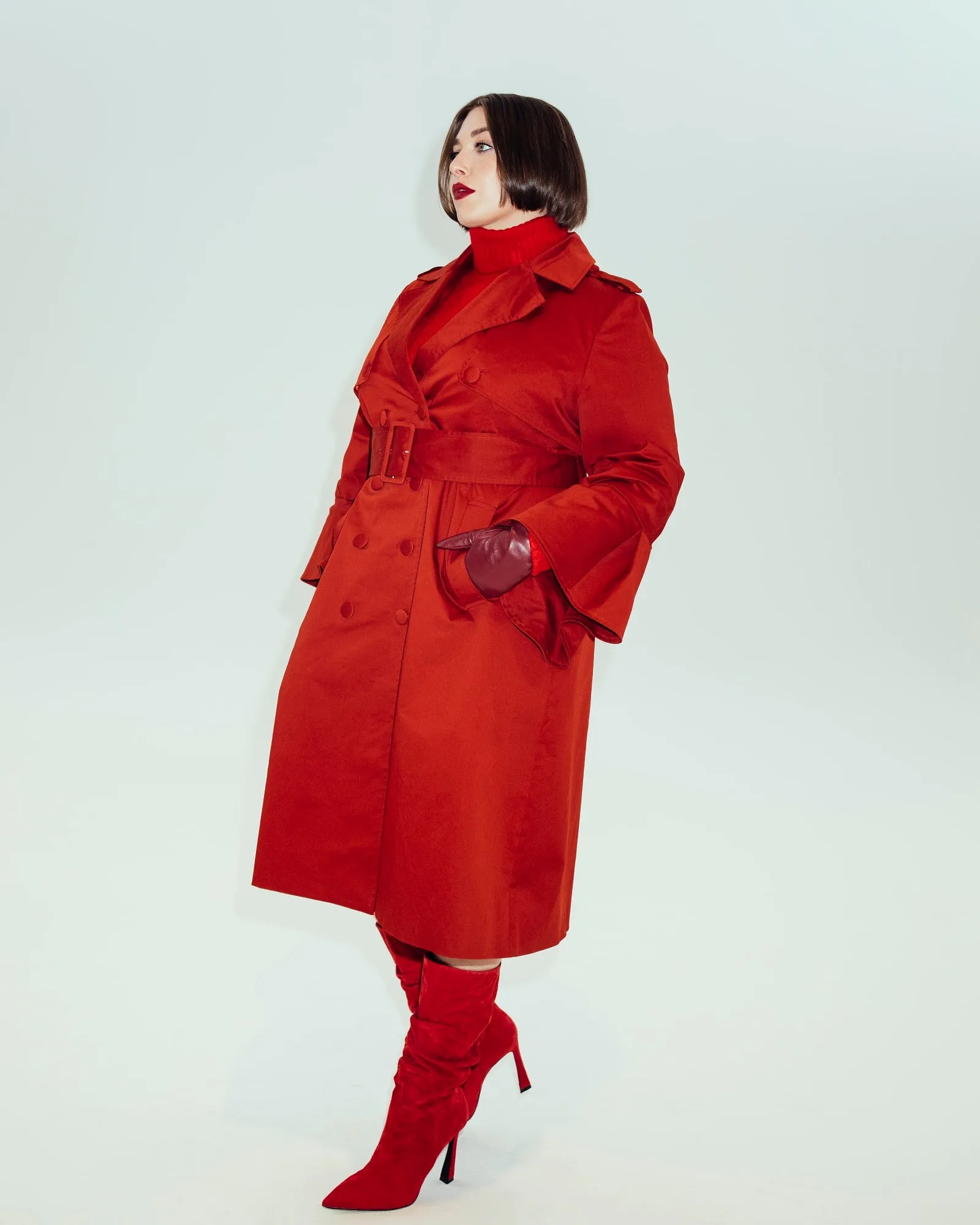 The Mabel Sleeved Trench Coat | Red