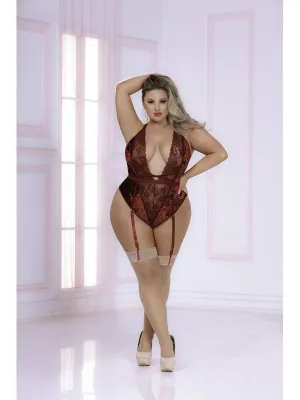Velvet Crush Teddy STM-11061X-Wine-1X/2X