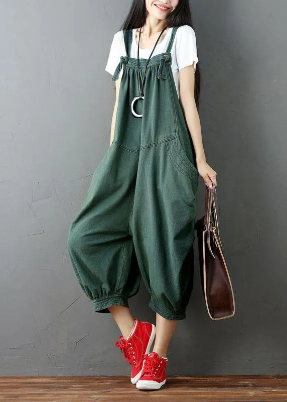 Women Blue Pockets Button Fall Casual Cotton Romper