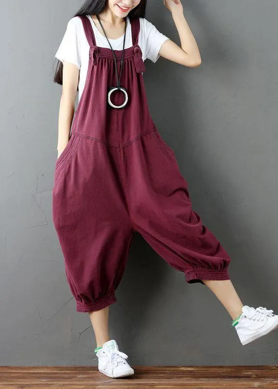 Women Blue Pockets Button Fall Casual Cotton Romper