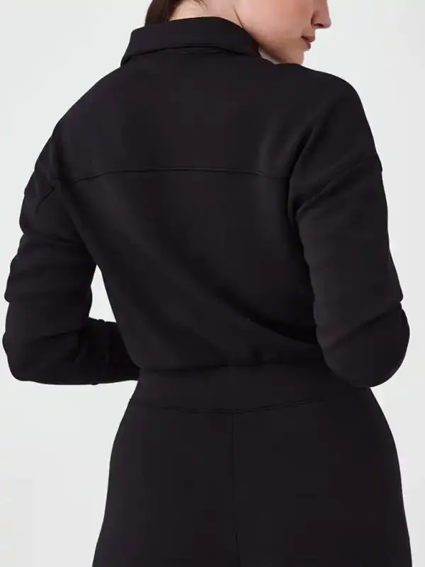 Women’s long sleeve lapel zipper wide leg jumpsuit