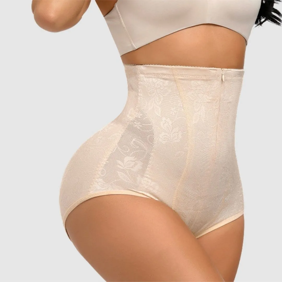 Zip Front Lace Tummy Control Body Shapewear Butt Lifter Slip Shorts